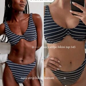 Abercrombie Navy Stripe Bikini Set M Top L Bottom